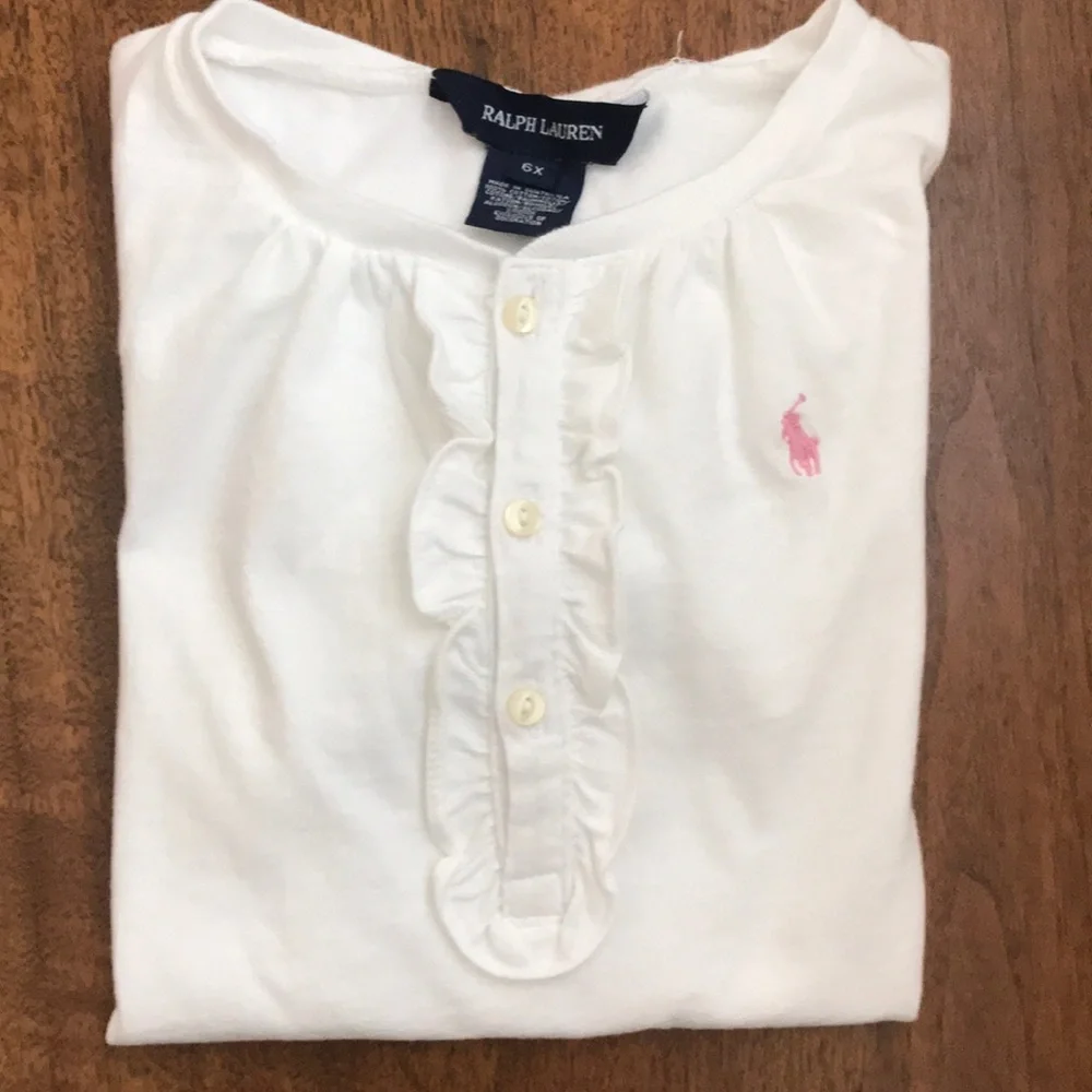 Ralph Lauren Girl’s Ruffle Front Long Sleeved Top
